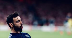 Dois golos de Bruno Fernandes na vitória do United em Bilbao